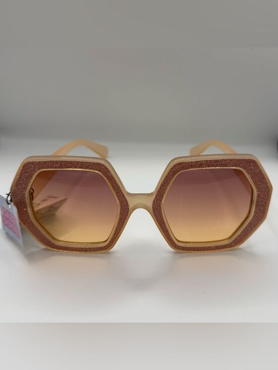 Dazey LA Accessories - Sunset Orange Glitter Oversized Geometric Sunglasses NWT